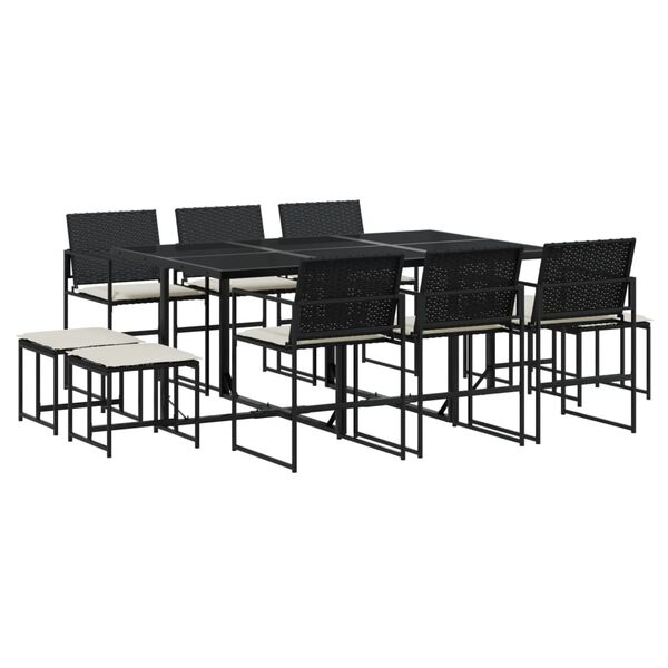 vidaXL Garden Dining Set Black Poly Rattan Large Seats Many