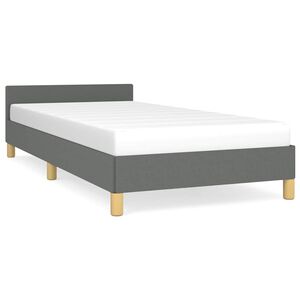 vidaXL Bed Frame With Headboard Dark Grey 100% Polyester Twin XL