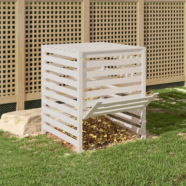 vidaXL Composter White Solid pine wood 32.5 in x 32.5 in x 39.2 in