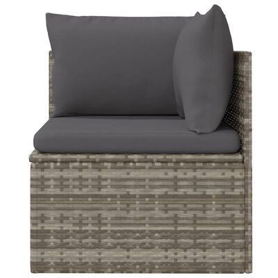 vidaXL Patio Corner Sofa with Cushion Gray 22.4"x22.4"x22" Poly Rattan