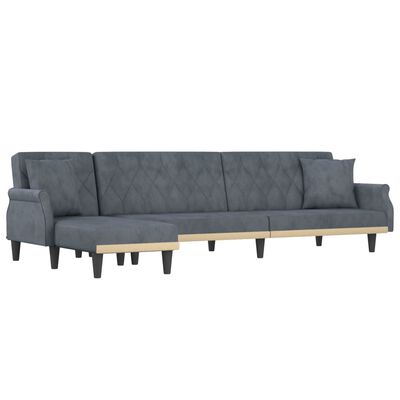 vidaXL L-shaped Sofa Bed Dark Gray 106.7"x55.1"x27.6" Velvet
