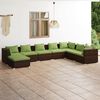 vidaXL 8 Piece Patio Lounge Set with Cushions Poly Rattan Brown