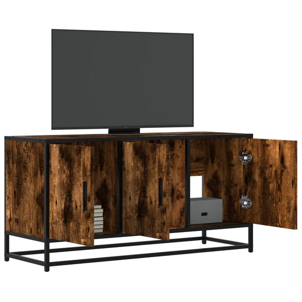 vidaXL TV Cabinet Smoked oak Engineered wood and metal 39.4x13.8x19.7 in