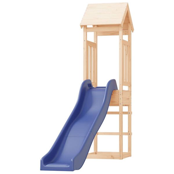 vidaXL Outdoor Playset Natural Wood, Blue Solid Pine Wood, Polypropylene