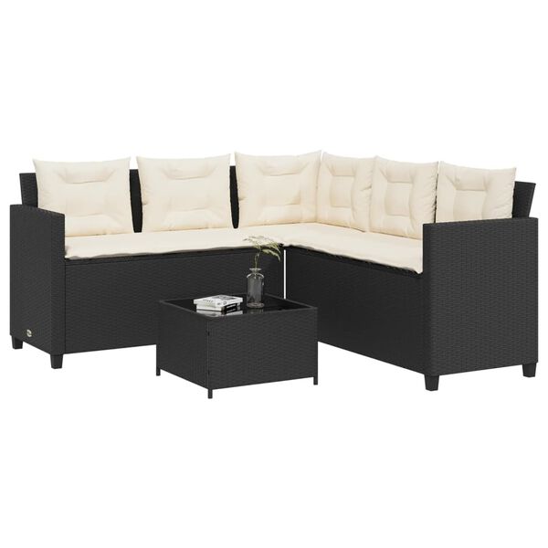 vidaXL Garden Sofa Black, Cream White