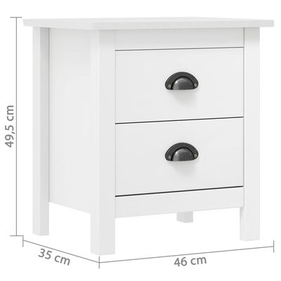 vidaXL Bedside Cabinet Hill 2 pcs White 18.1"x13.8"x19.5" Solid Pine Wood