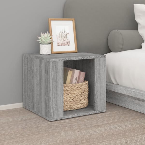 vidaXL Bedside Table Gray Sonoma Engineered Wood Medium Bedside Table