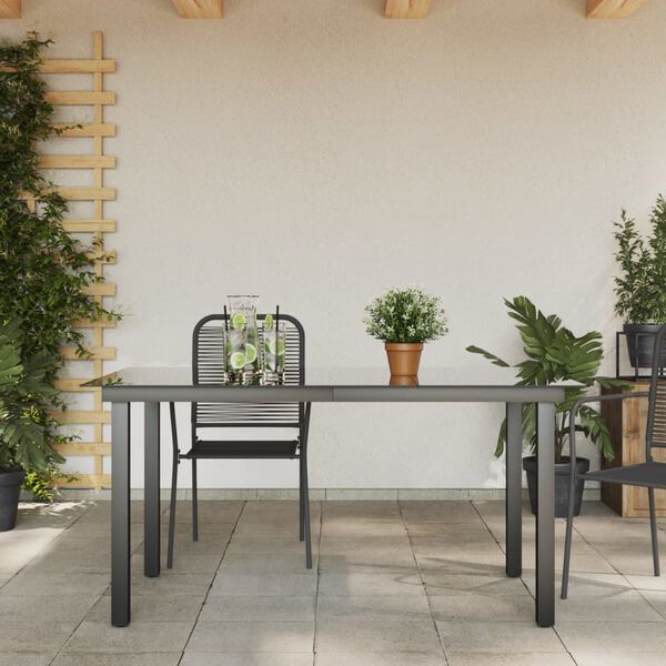 vidaXL Garden Dining Table Black Aluminum Medium Durable