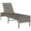 vidaXL Sun Lounger with Cushion Grey 55x200x44cm Poly Rattan