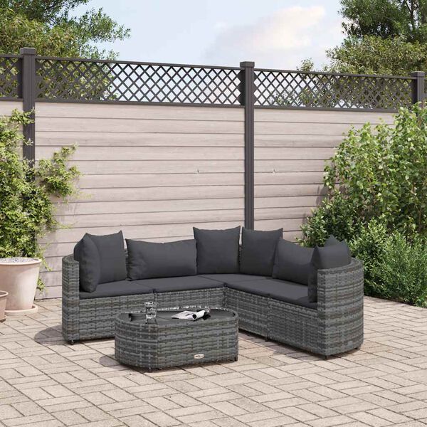 vidaXL Patio Sofa Set Set of 5 Gray, Anthracite