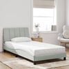 vidaXL Bed Frame with LED without Mattress "Hanko" Light Gray 39.4"x79.9" Velvet