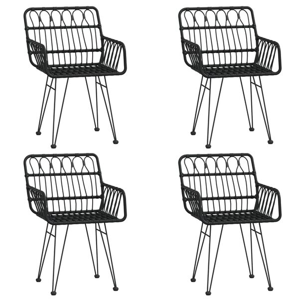 vidaXL Garden Dining Set Black Poly Rattan, Tempered Glass, Steel Medium