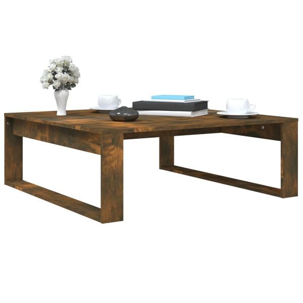 vidaXL Coffee Table Smoked oak Engineered wood 39.4 x 39.4 x 13.8 in