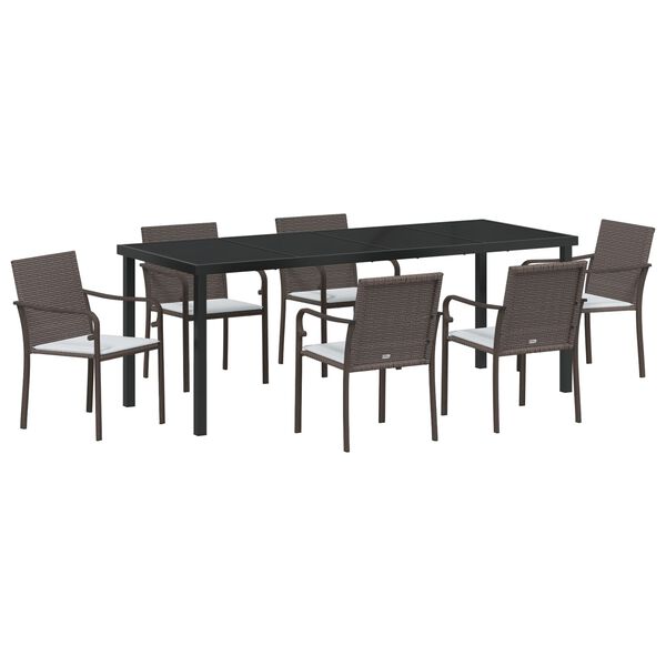 vidaXL Garden Dining Set 7 pcs Brown and Black PE Rattan