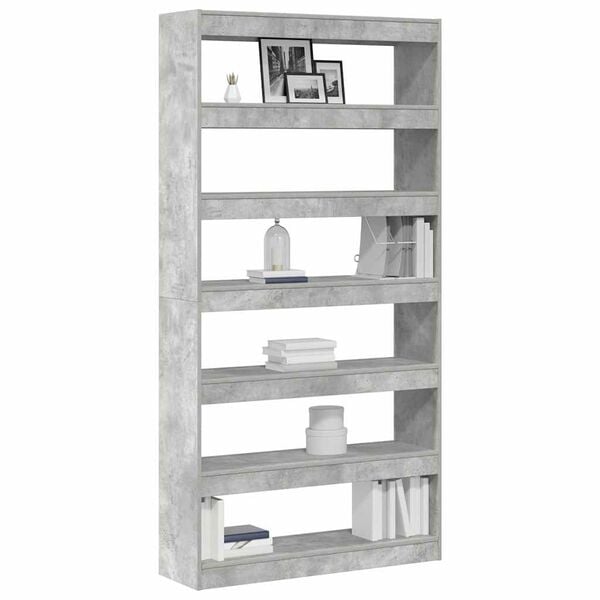 vidaXL Book Cabinet Concrete Grey 39.37 x 11.81 x 77.95 in