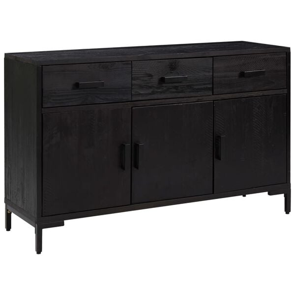 vidaXL Sideboard Black Solid pinewood, engineered wood, metal Medium