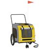 vidaXL Pet Bike Trailer Yellow and Grey Oxford Fabric, Iron, PVC
