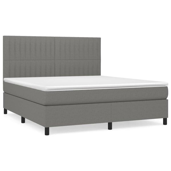vidaXL Box Spring Bed Dark grey, White