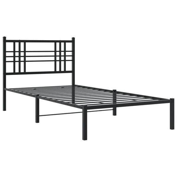 vidaXL Bed Frame Black Powder-Coated Steel Twin Bed Frame Rectangular