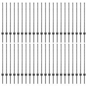 vidaXL Fence Posts Height Adjustable Manual 88 pcs Gray 55.1" Steel