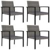 vidaXL Dining Set Grey and Black Poly rattan, powder-coated steel Medium
