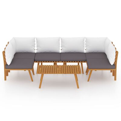 vidaXL 7 Piece Patio Lounge Set with Cushions Solid Acacia Wood