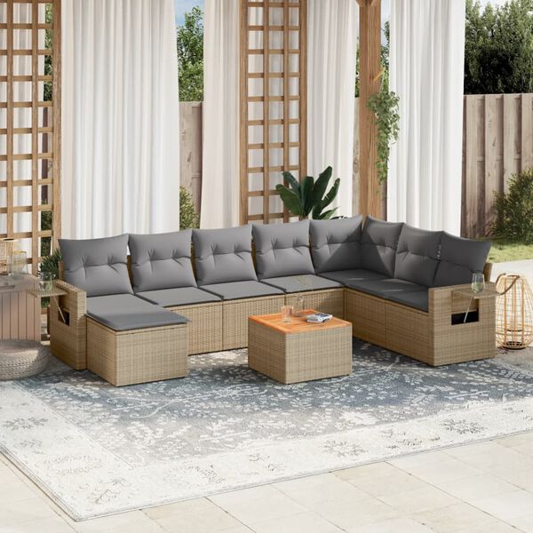 vidaXL Garden Sofa Set Beige, Light Grey
