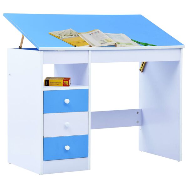 vidaXL Child Desk Blue and white Engineered wood Medium
