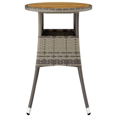 vidaXL Patio Table Ø23.6"x29.5" Acacia Wood and Poly Rattan Gray
