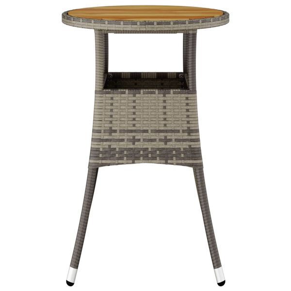 vidaXL Garden Table Grey Poly rattan, powder-coated steel, solid acacia wood