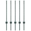 vidaXL Fence Posts Height Adjustable 5 pcs Green 31.5" Steel
