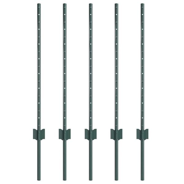 vidaXL Fence Posts Height Adjustable 5 pcs Green 31.5" Steel