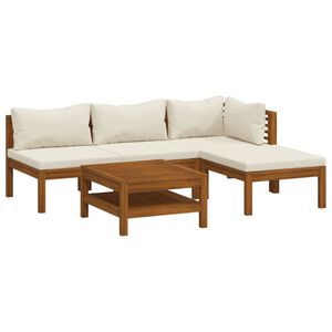 vidaXL Garden Lounge Set Cream Solid Acacia wood, 100% polyester Medium