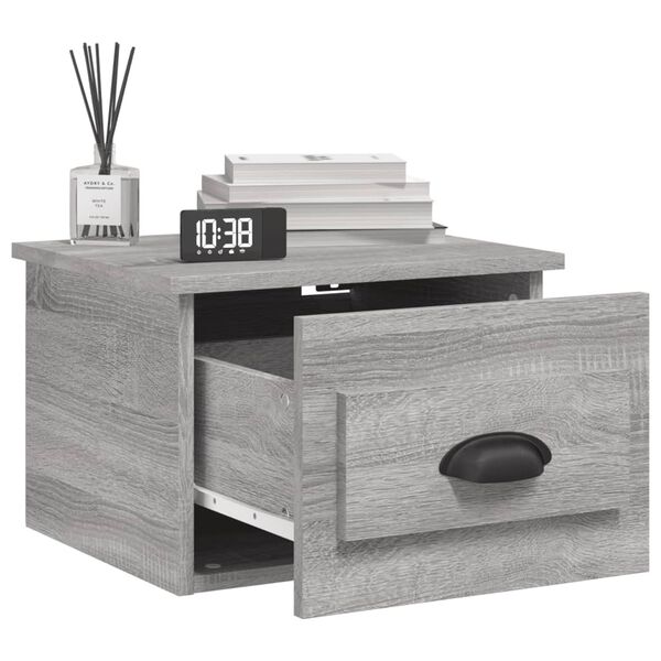 vidaXL Wall-mounted Bedside Cabinet Grey Sonoma Engineered wood