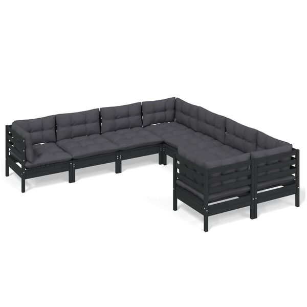 vidaXL Garden Lounge Set Anthracite Solid pinewood, 100% polyester fabric