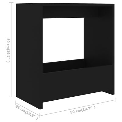 vidaXL Side Table Black 20"x10.2"x20" Chipboard
