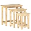 vidaXL Side Table Set of 3 Brown Solid Mango Wood Small to Medium