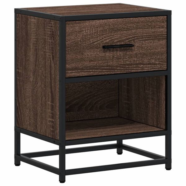 vidaXL Bedside Cabinet Brown Oak Engineered wood Standard