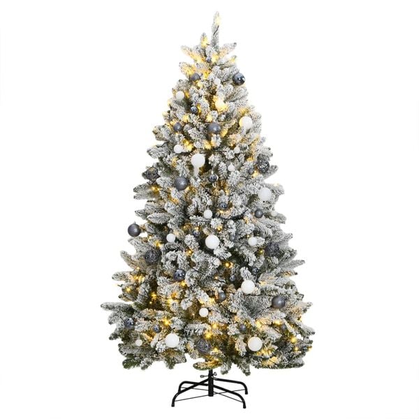 vidaXL Faux Hinged Christmas Tree Green and white