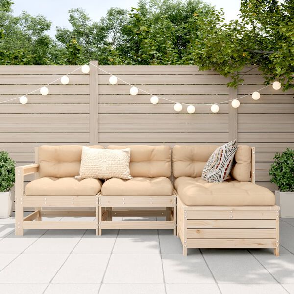 vidaXL Garden Sofa Set Natural Wood Solid Pine Wood