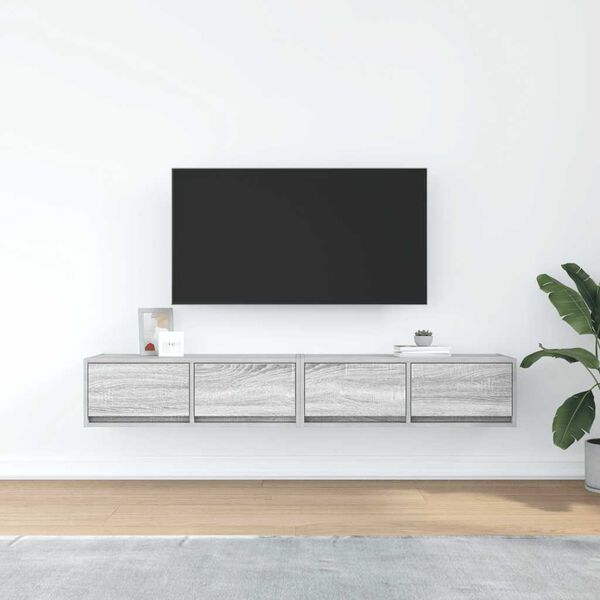 vidaXL TV Cabinet Set of 2 Grey Sonoma Engineered Wood Medium