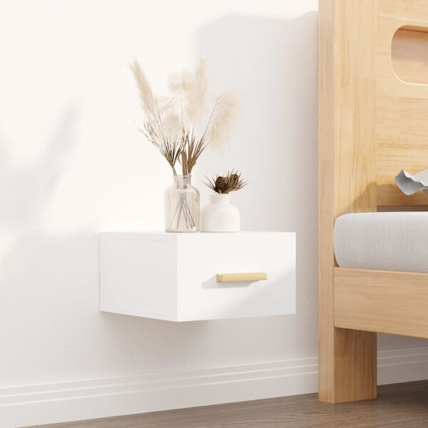 vidaXL Wall-mounted Bedside Cabinet Set of 2 White Engineered wood