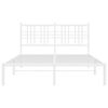 vidaXL Bed Frame White Powder-Coated Steel Double Bed Frame