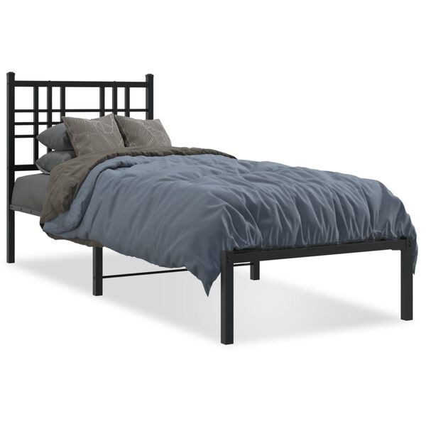 vidaXL Bed Frame Black Powder-coated steel Small Single Bed Frame