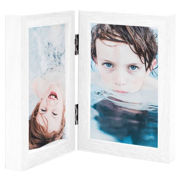 vidaXL Bifold Photo Frame White MDF, PS (polystyrene) A4 size Foldable