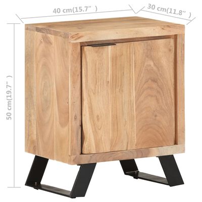 vidaXL Bedside Cabinet 15.7"x11.8"x19.7" Solid Acacia Wood with Live Edges