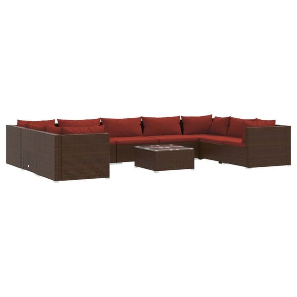 vidaXL Garden Lounge Set Brown PE rattan Large Modular