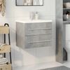 vidaXL Bathroom Furniture Set Concrete Grey, White Engineered Wood, Ceramic