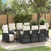 vidaXL Garden Dining Set with Cushion 9 pcs Black Poly Rattan