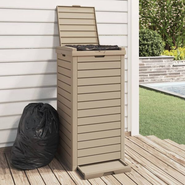 vidaXL Outdoor Garbage Bin Light Brown 16.1"x16.1"x33.9" Polypropylene